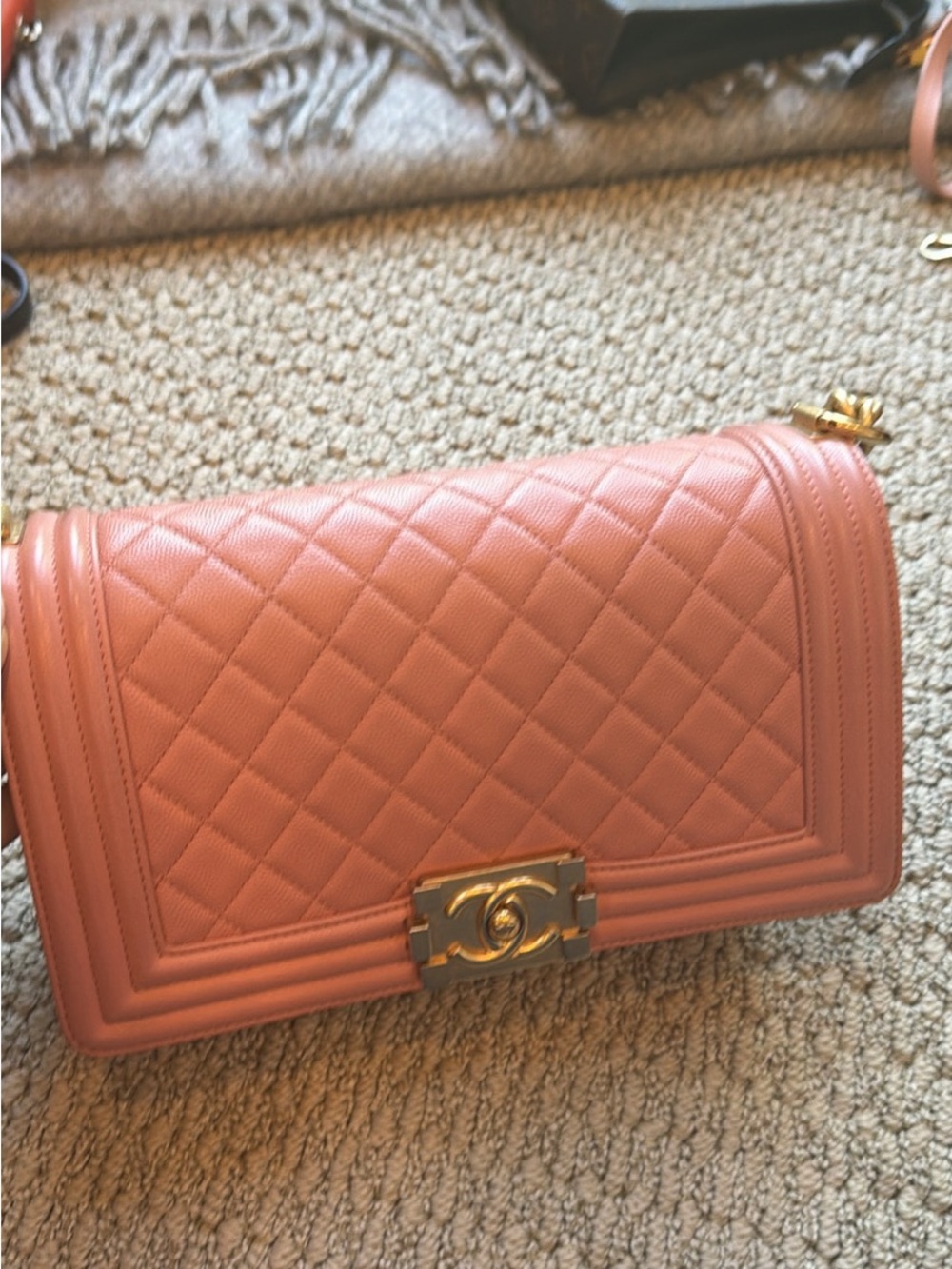 CHANEL Quilted Shoulder Bag in Rose Pink with Gold Hardware